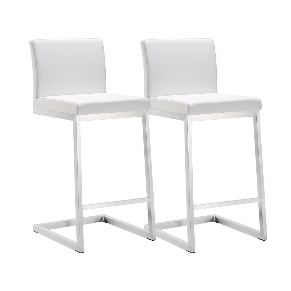 Parma White Stainless Steel Counter Stool - Set of 2. Picture 1