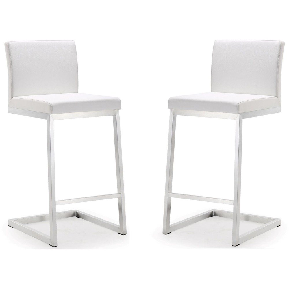 Parma White Stainless Steel Counter Stool - Set of 2. Picture 8