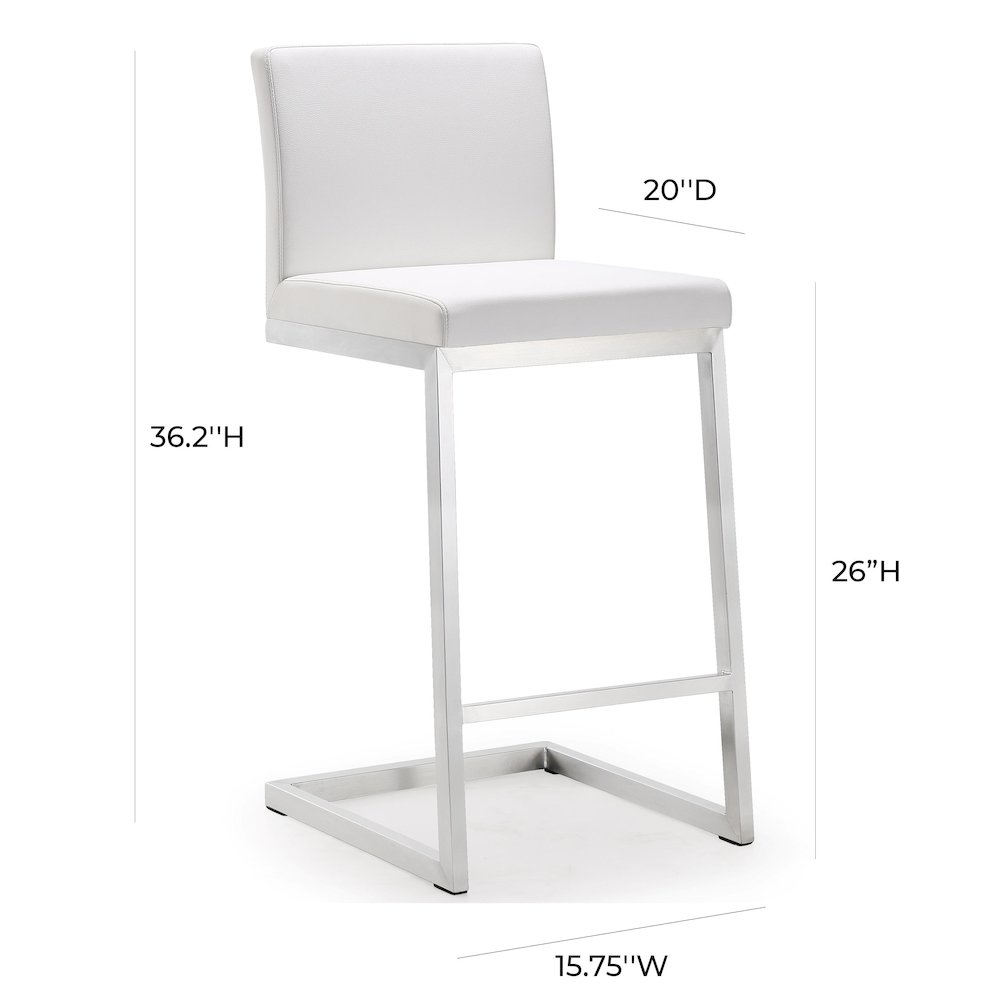 Parma White Stainless Steel Counter Stool - Set of 2. Picture 9