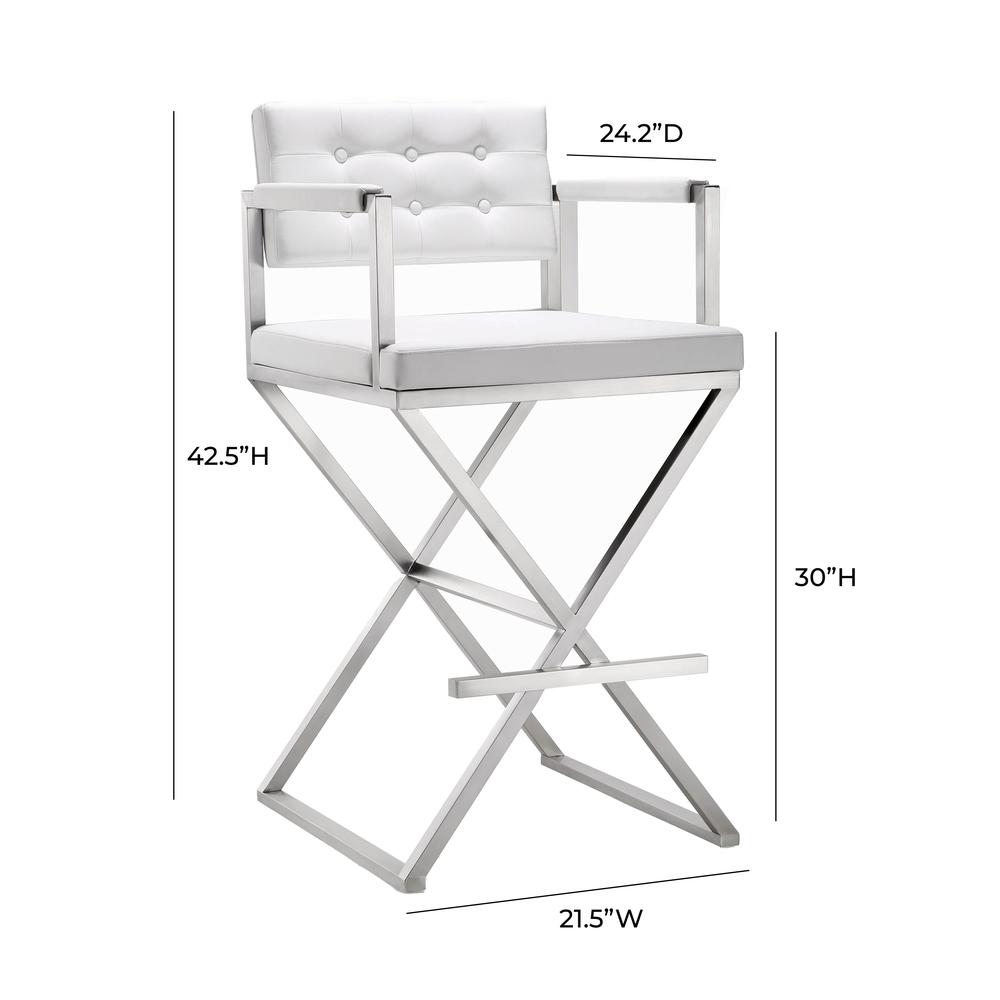 Director White Steel Barstool. Picture 8