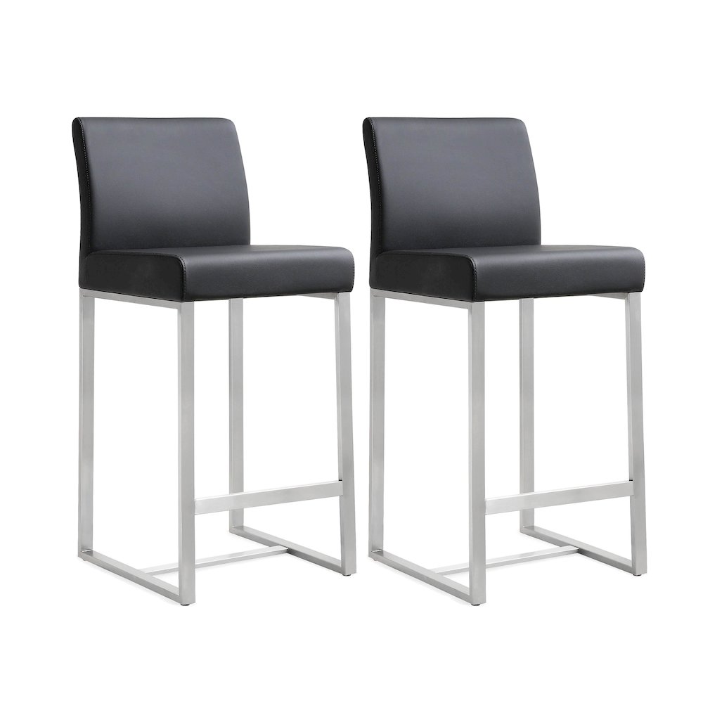 Denmark Black Stainless Steel Counter Stool - Set of 2. Picture 1