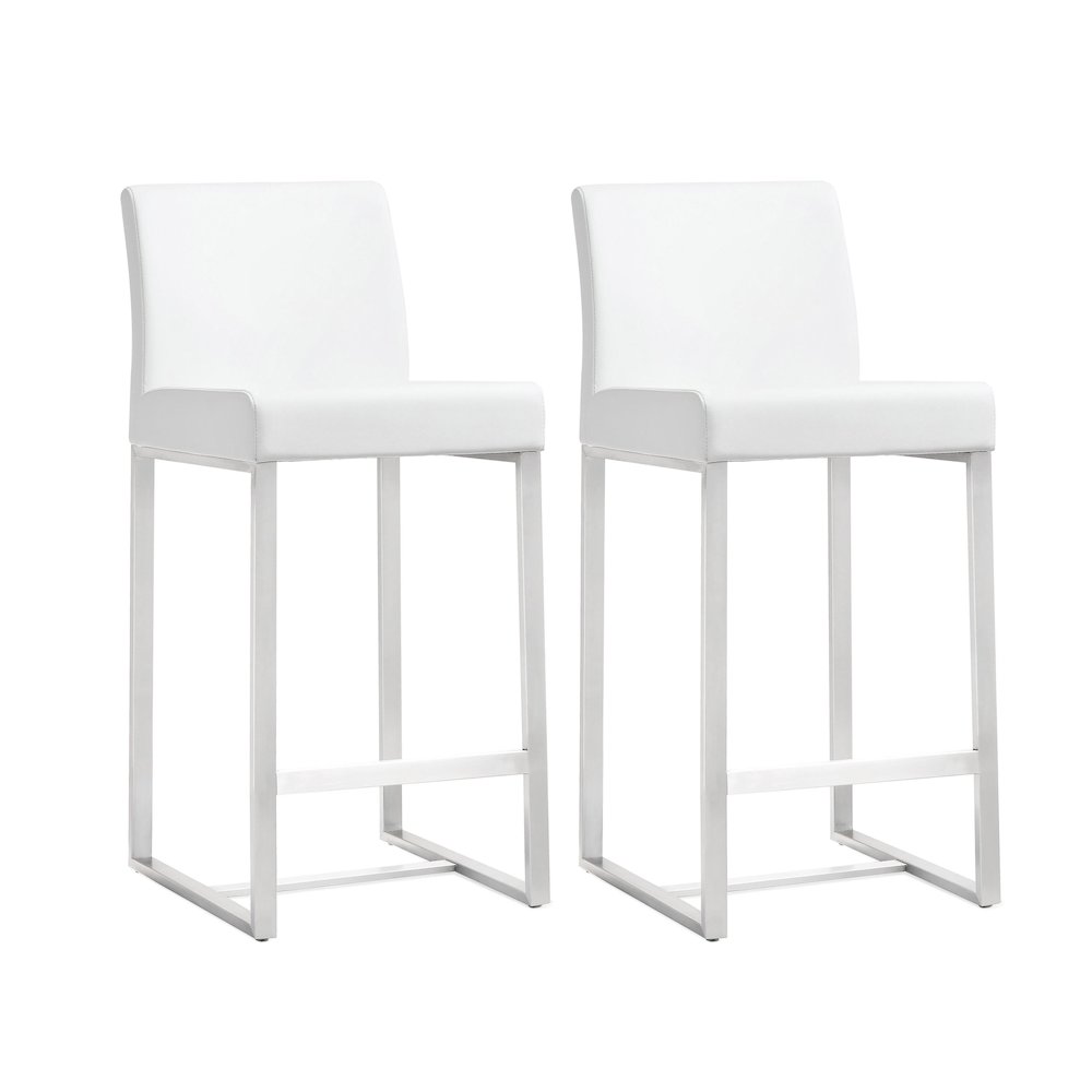 Denmark White Stainless Steel Counter Stool - Set of 2. Picture 1