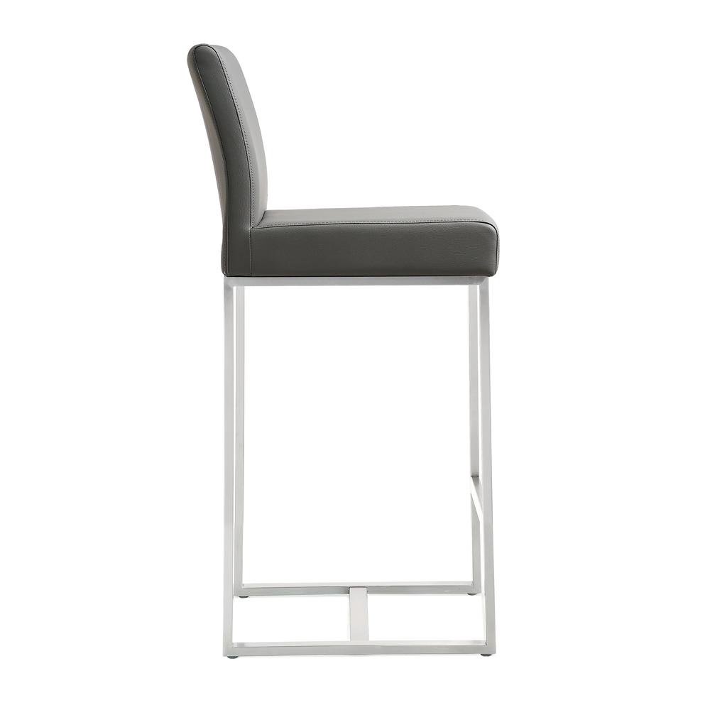 Grey Stainless Steel Counter Stool Set with Fiber-Wrapped Foam Seats. Picture 4