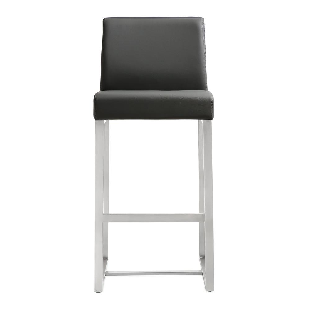 Grey Stainless Steel Counter Stool Set with Fiber-Wrapped Foam Seats. Picture 5