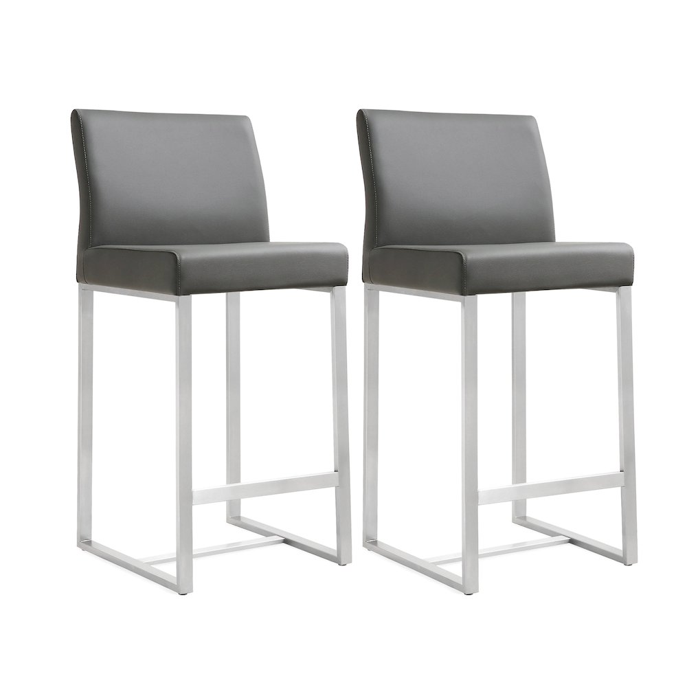 Denmark Grey Stainless Steel Counter Stool - Set of 2. Picture 1