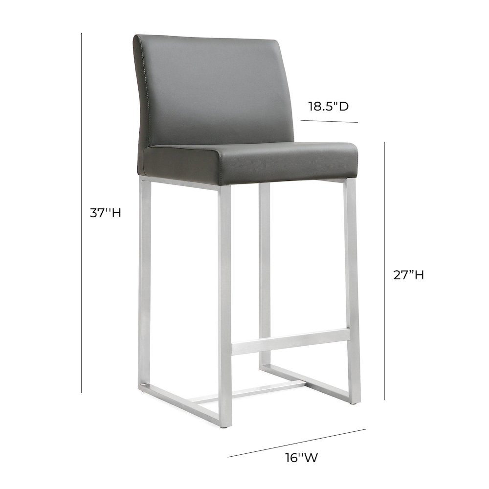 Denmark Grey Stainless Steel Counter Stool - Set of 2. Picture 9
