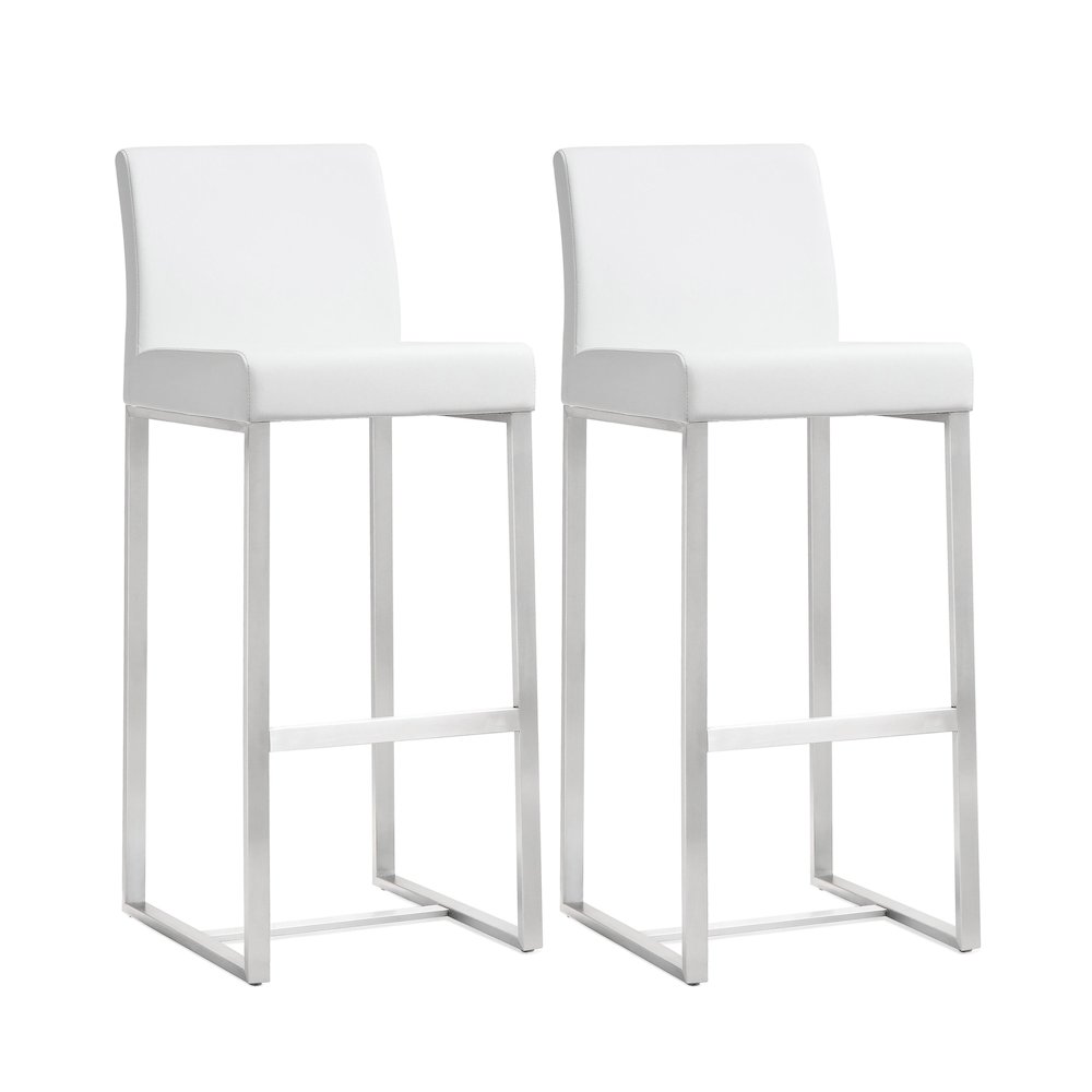 Denmark White Stainless Steel Barstool - Set of 2. Picture 1