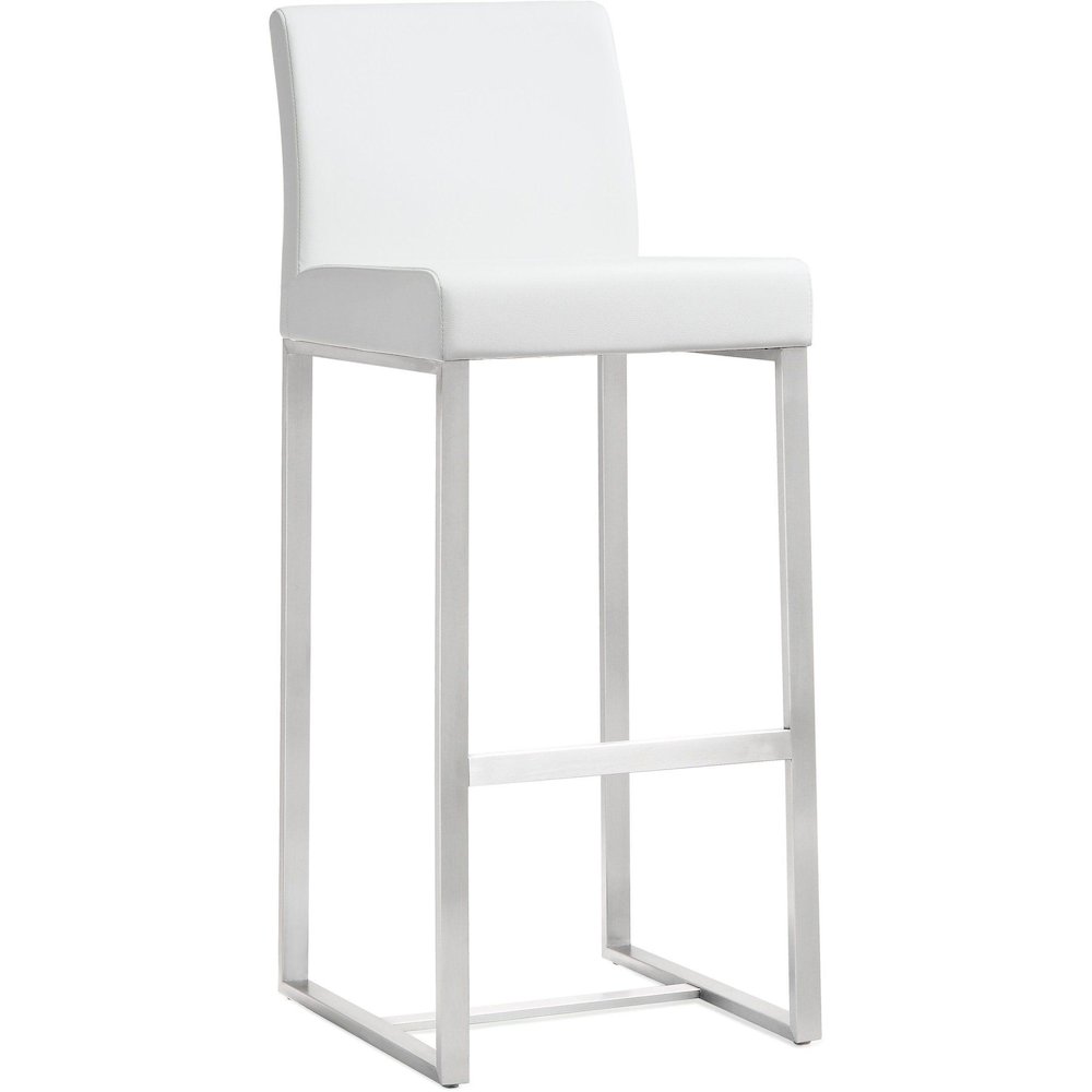 Denmark White Stainless Steel Barstool - Set of 2. Picture 3