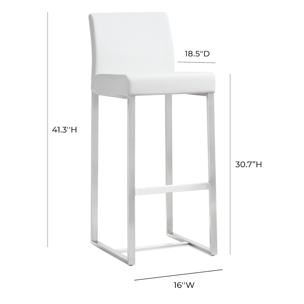 Denmark White Stainless Steel Barstool - Set of 2. Picture 9