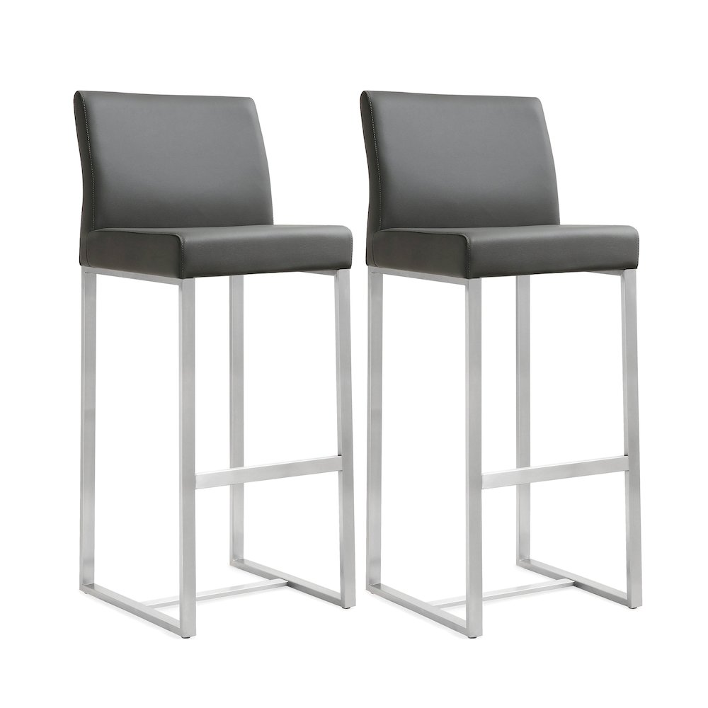 Denmark Grey Stainless Steel Barstool - Set of 2. Picture 1