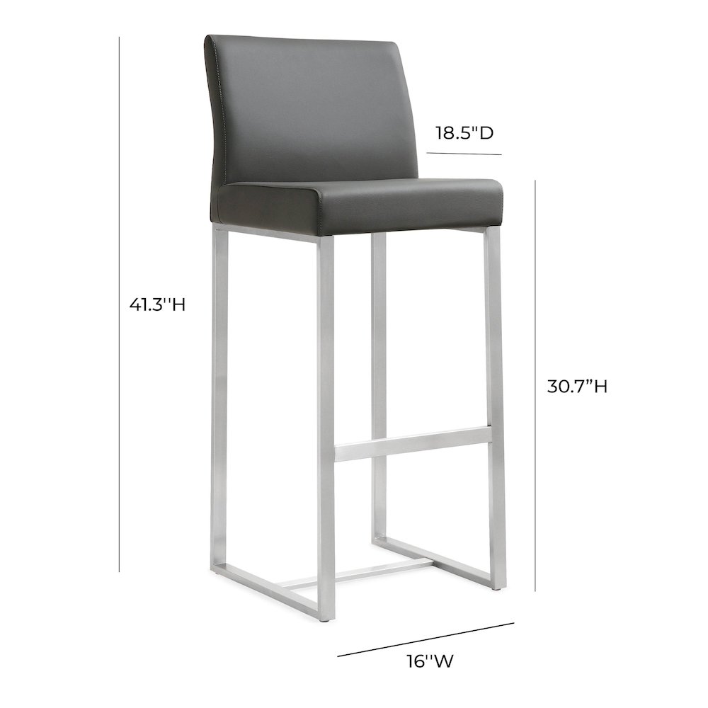 Denmark Grey Stainless Steel Barstool - Set of 2. Picture 9