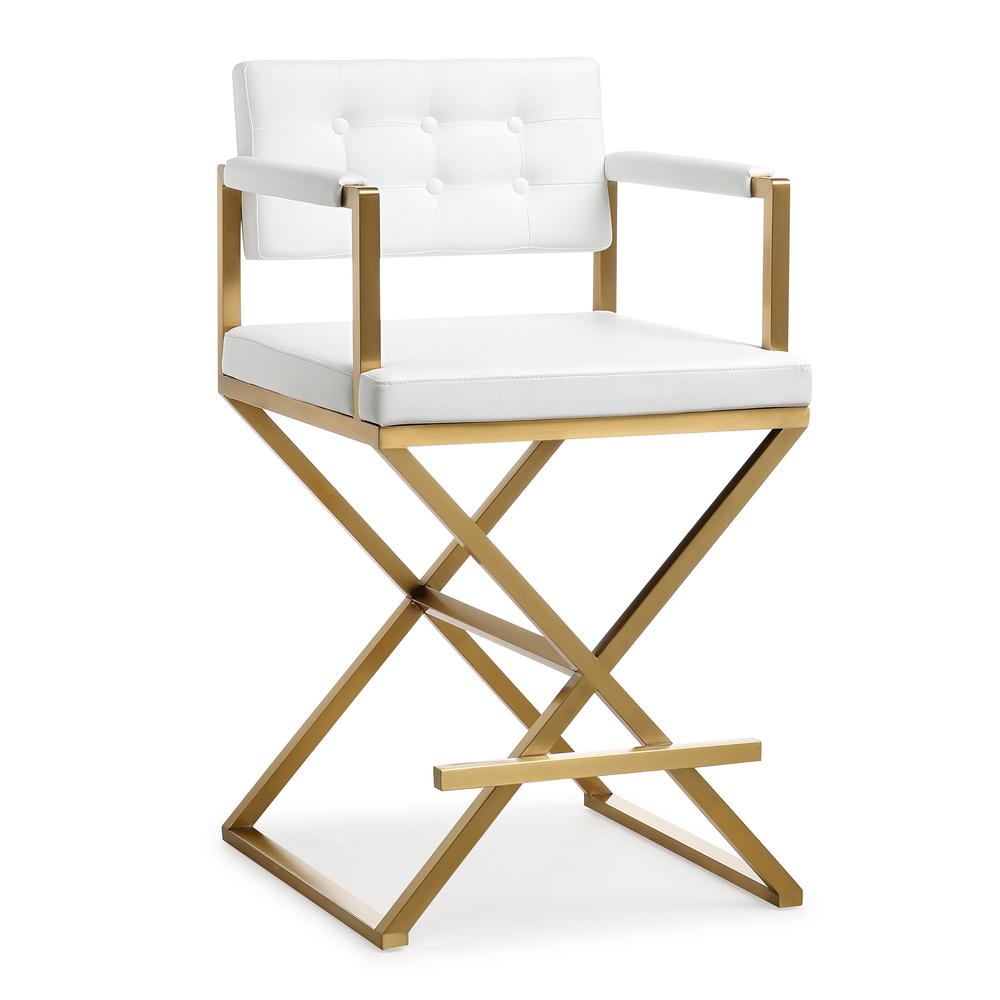 Director White Gold Steel Counter Stool. Picture 1
