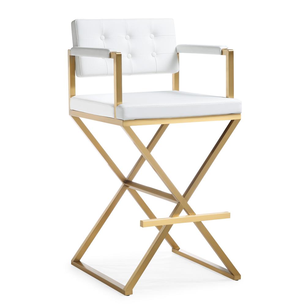 Director White Gold Steel Barstool. Picture 1
