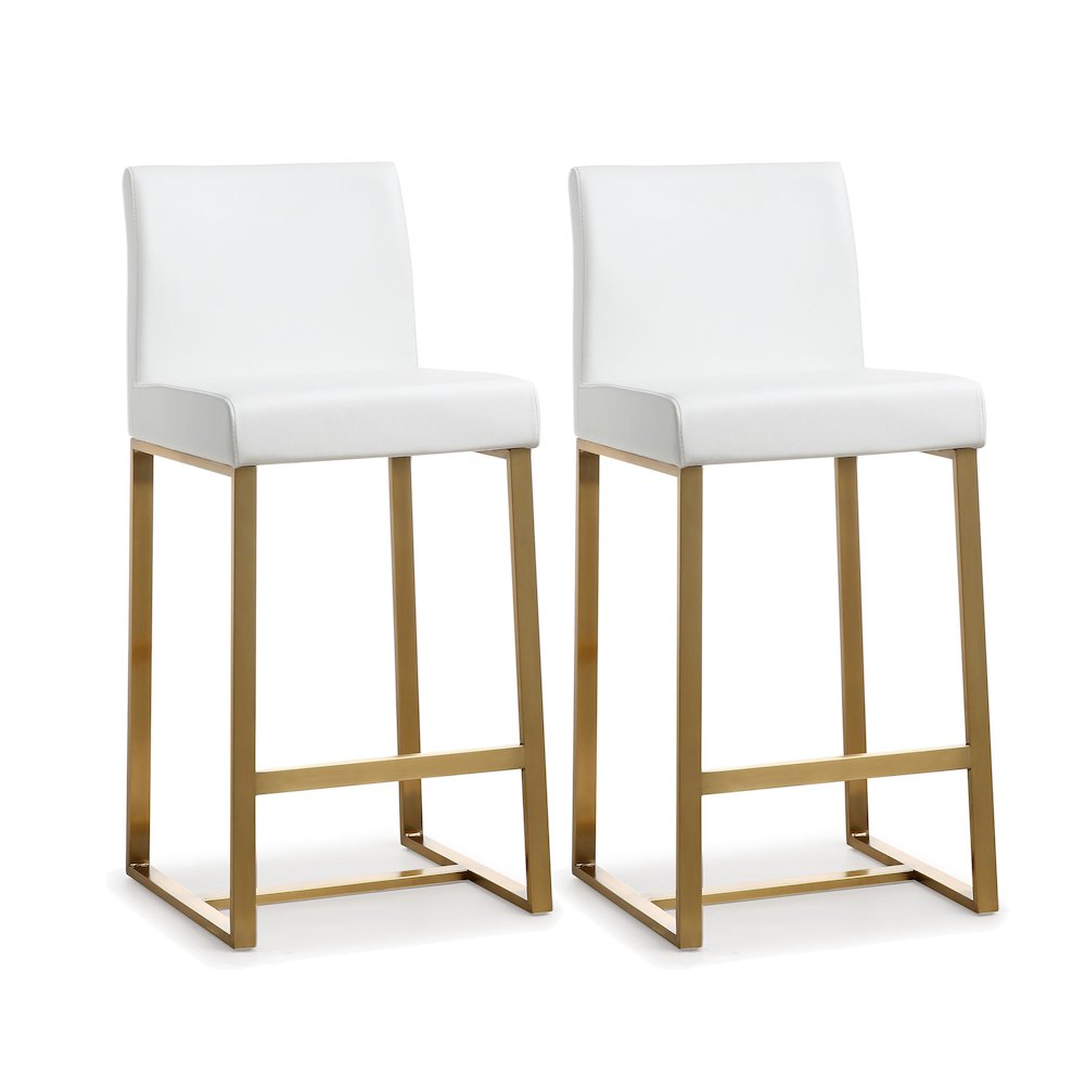 Denmark White Gold Steel Counter Stool - Set of 2. Picture 1