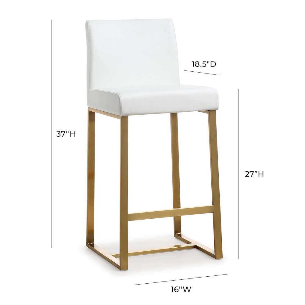 Denmark White Gold Steel Counter Stool - Set of 2. Picture 9