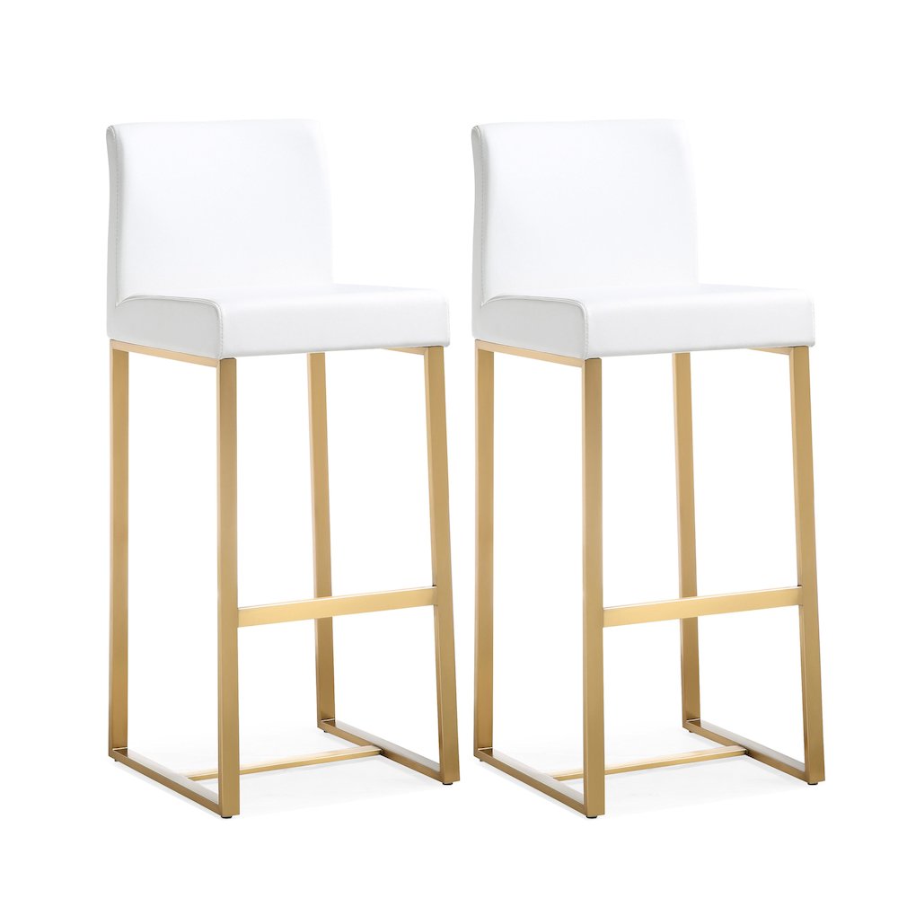 Denmark White Gold Steel Barstool - Set of 2. Picture 1