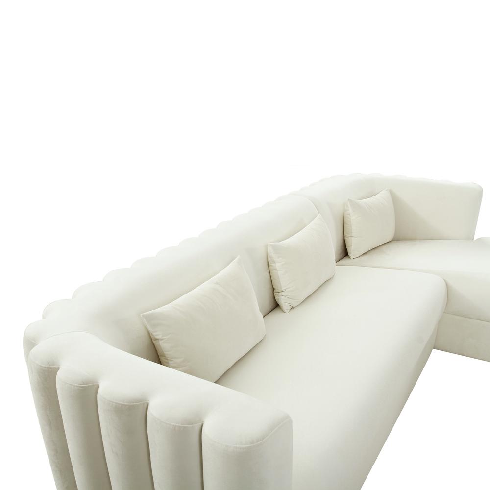 Callie Cream Velvet Sectional - RAF. Picture 5