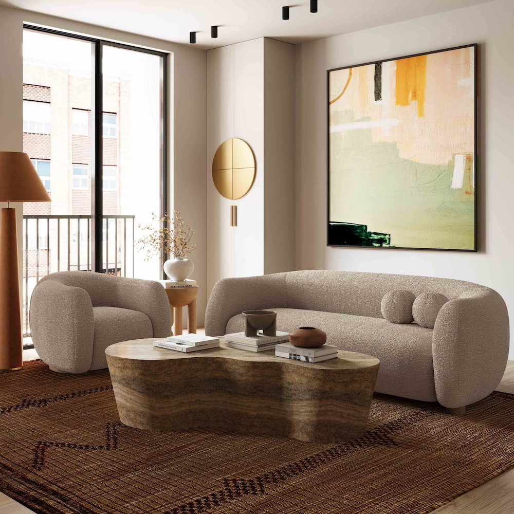 Judy Light Brown Boucle Sofa. Picture 2