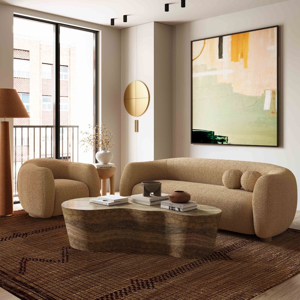 Judy Honey Boucle Sofa. Picture 2