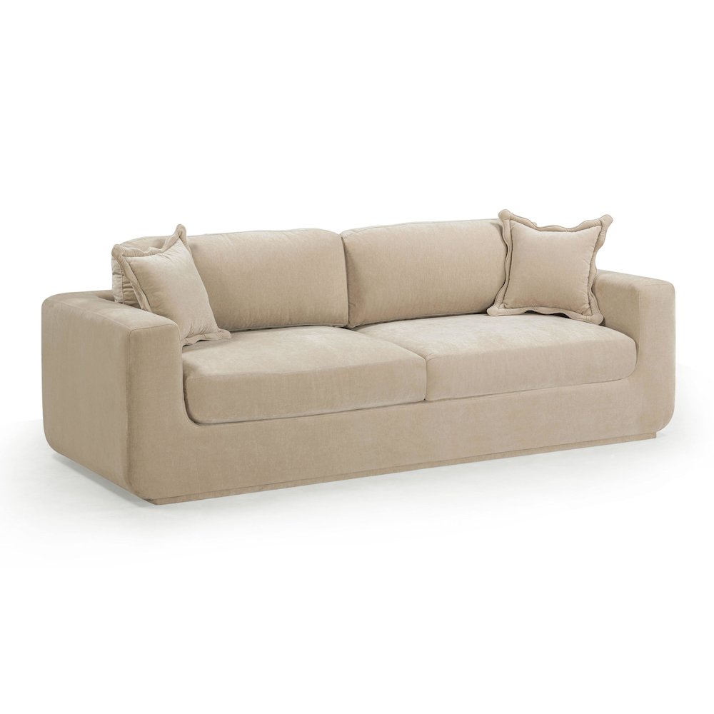 Miri Sand Upcycled Washed Velvet Sofa. Picture 1