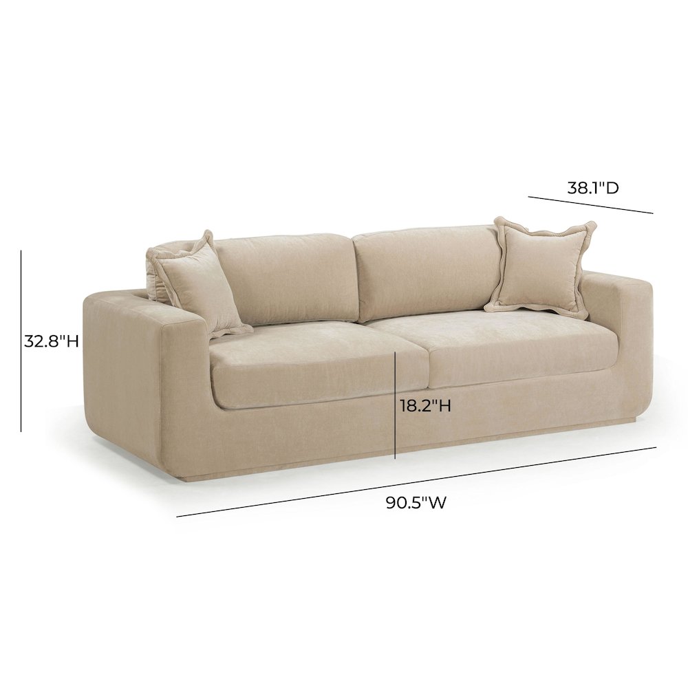 Miri Sand Upcycled Washed Velvet Sofa. Picture 6