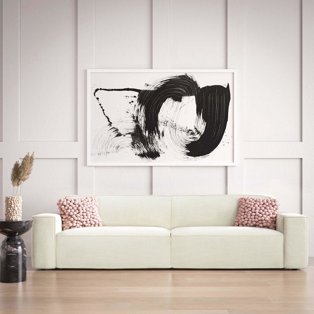 Olafur Cream Linen Sofa. Picture 2