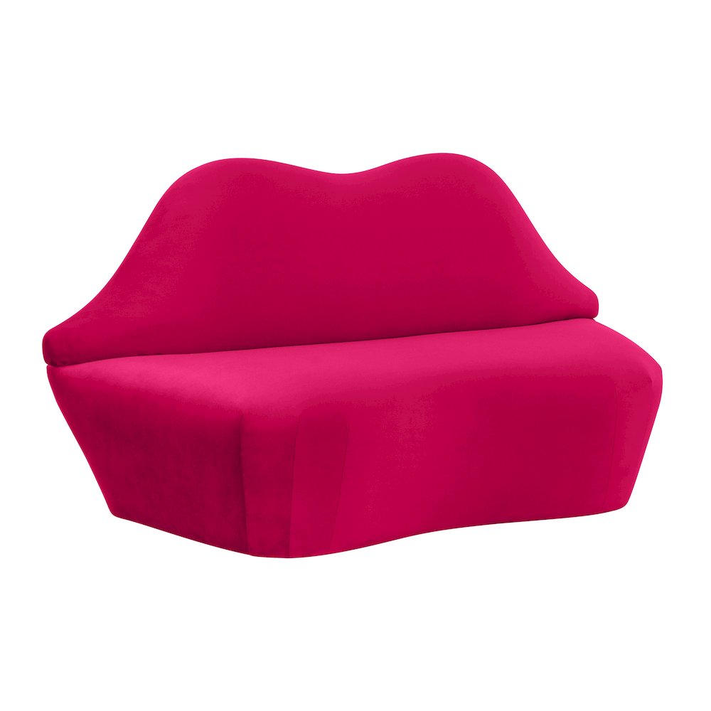 Lips Hot Pink Velvet Settee. Picture 3