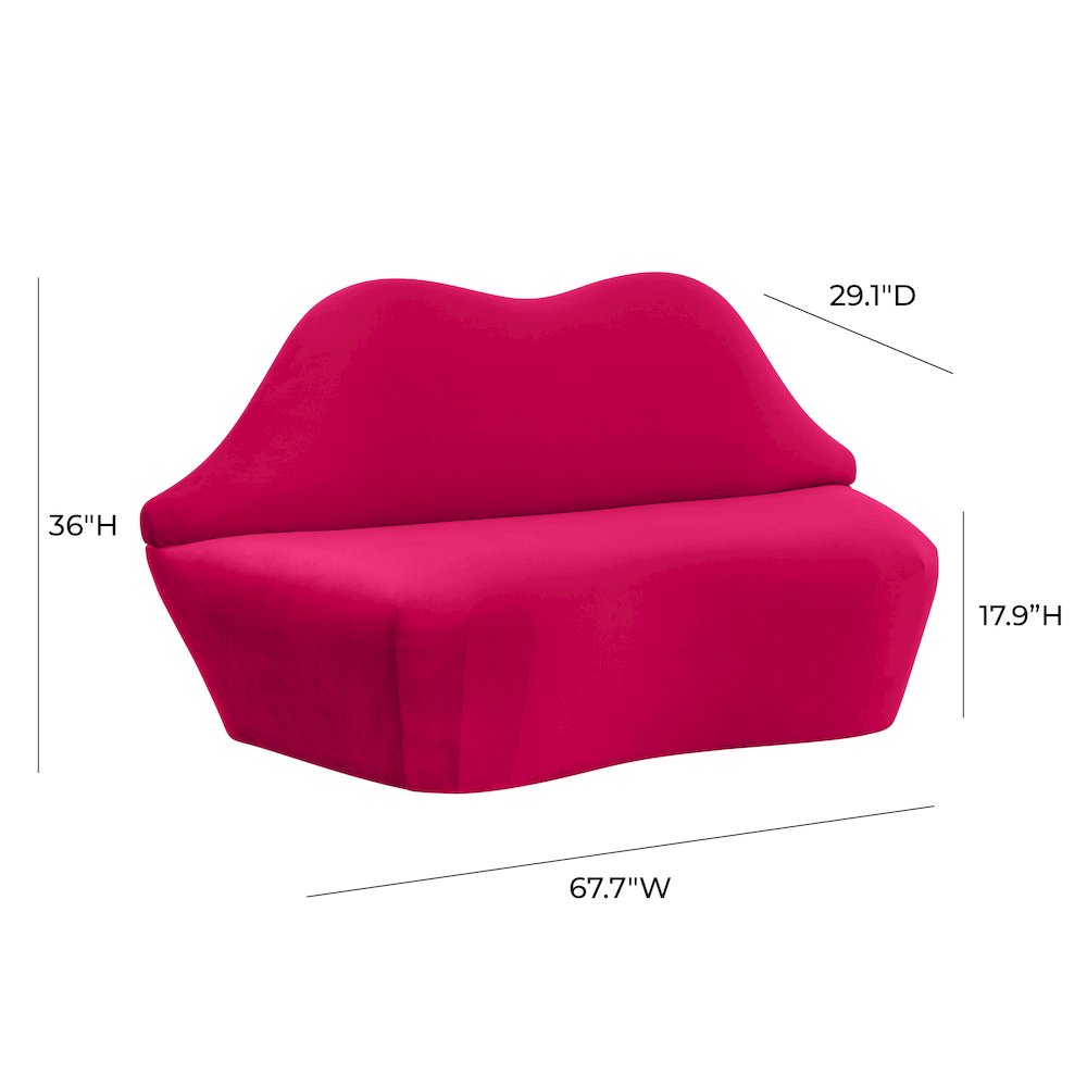 Lips Hot Pink Velvet Settee. Picture 6