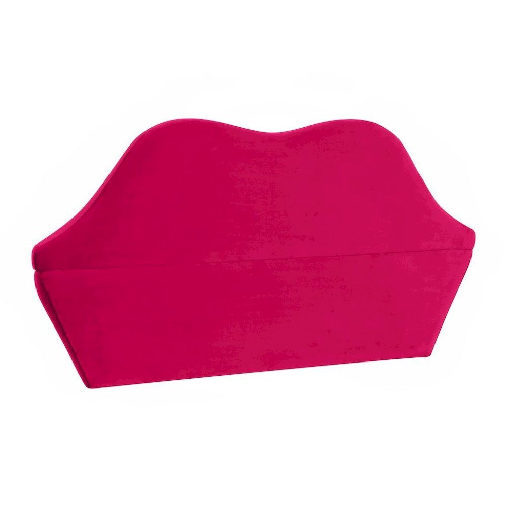 Hot Pink Velvet Loveseat With Sculpted Back, A Unique Lips Sofa Design. Picture 5