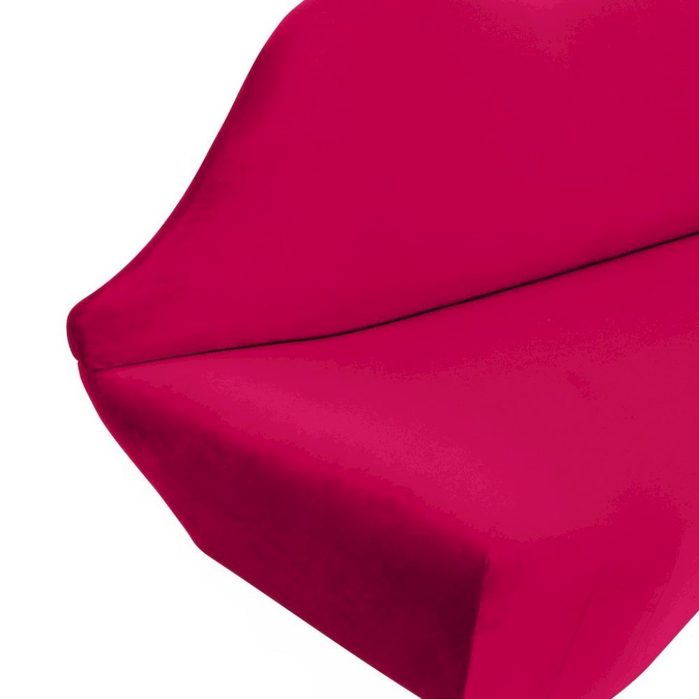 Hot Pink Velvet Loveseat With Sculpted Back, A Unique Lips Sofa Design. Picture 6