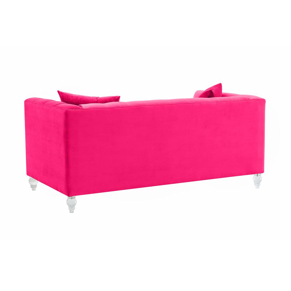 Bea Hot Pink Velvet Loveseat. Picture 3