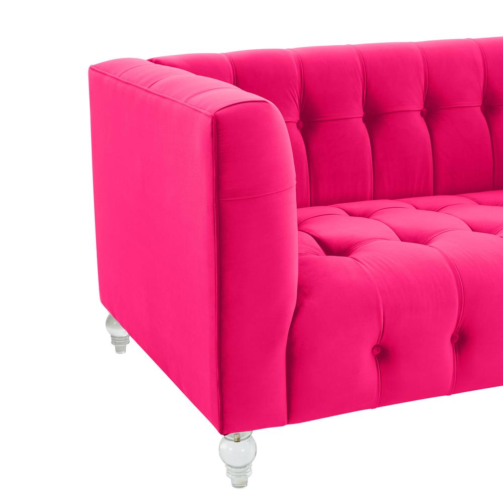 Bea Hot Pink Velvet Loveseat. Picture 4