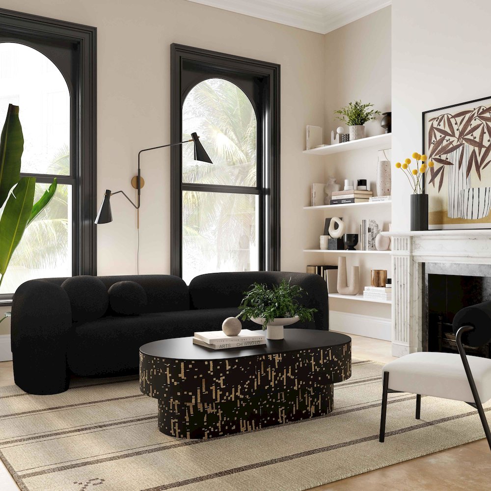 Amelie Black Faux Fur Sofa. Picture 2