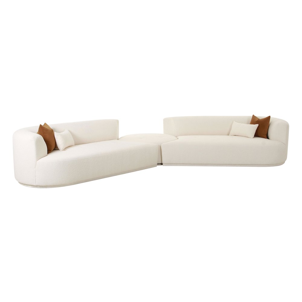 Fickle Cream Boucle 3-Piece Modular Sectional. Picture 3
