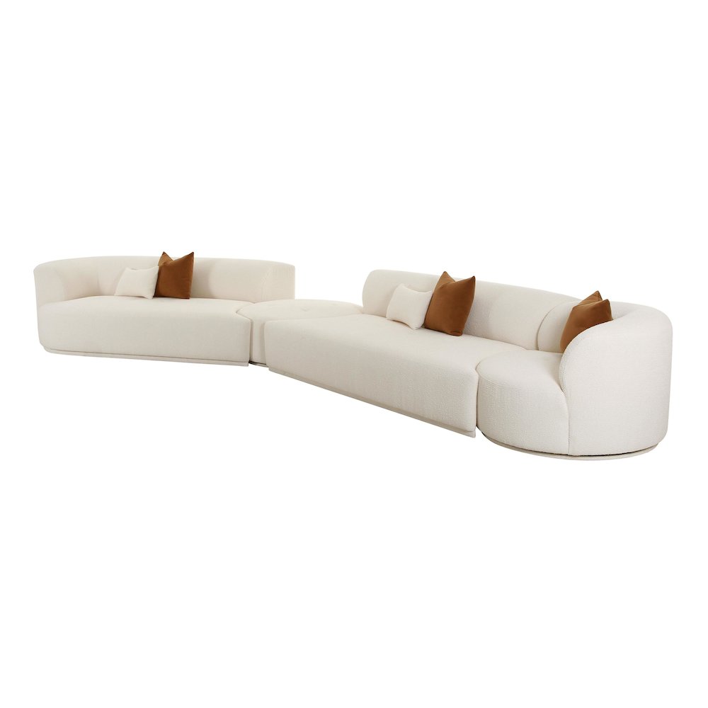 Fickle Cream Boucle 4-Piece Modular LAF Sectional. Picture 1