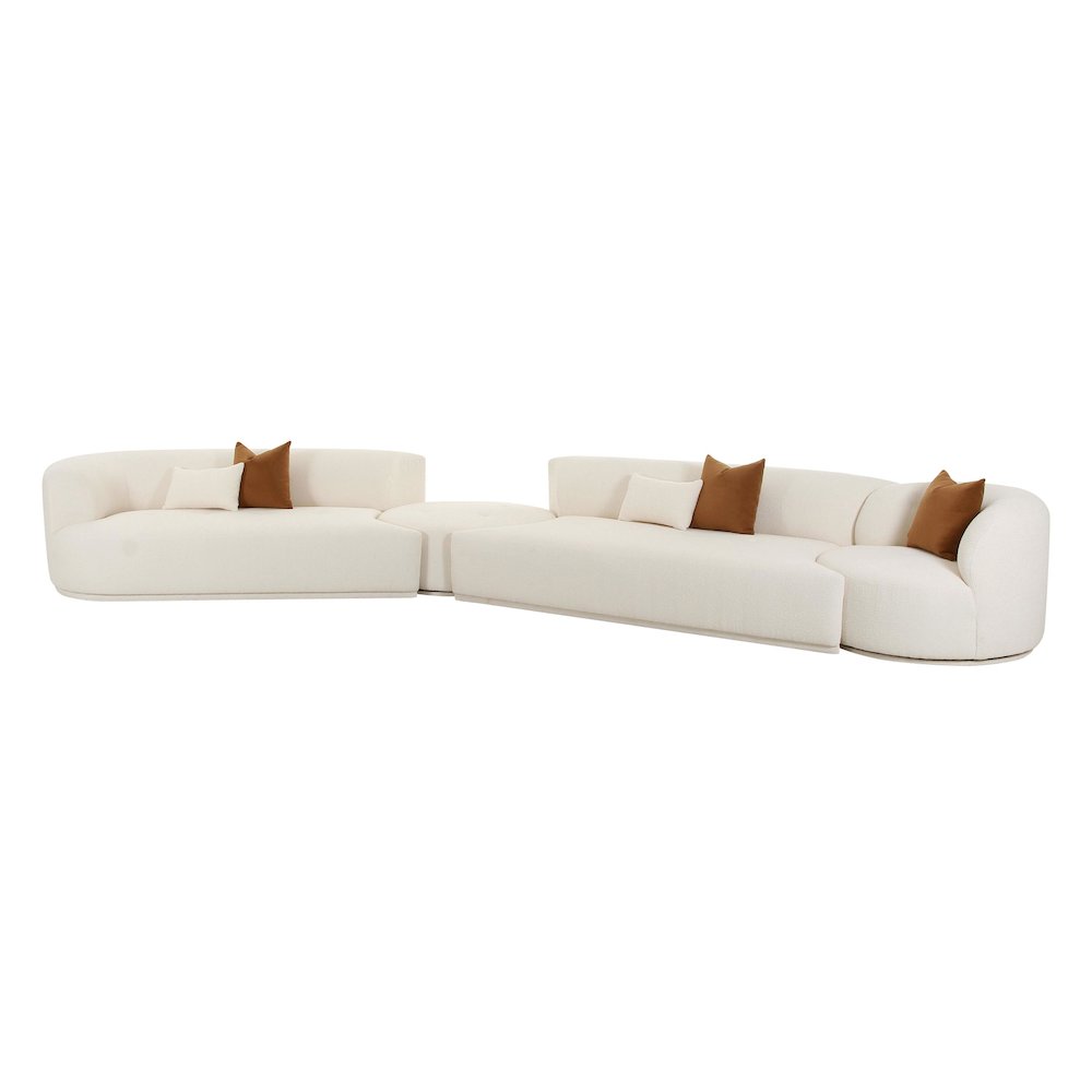 Fickle Cream Boucle 4-Piece Modular LAF Sectional. Picture 3