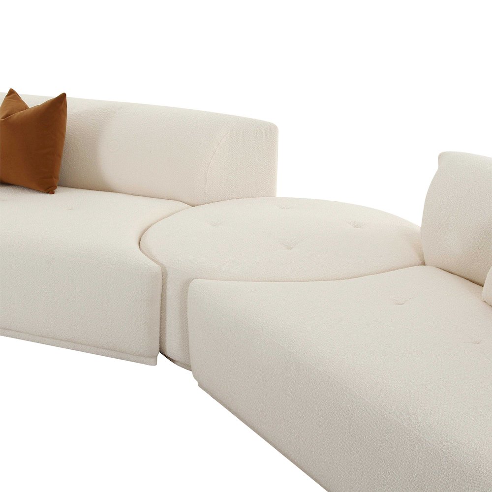 Fickle Cream Boucle 4-Piece Modular LAF Sectional. Picture 5