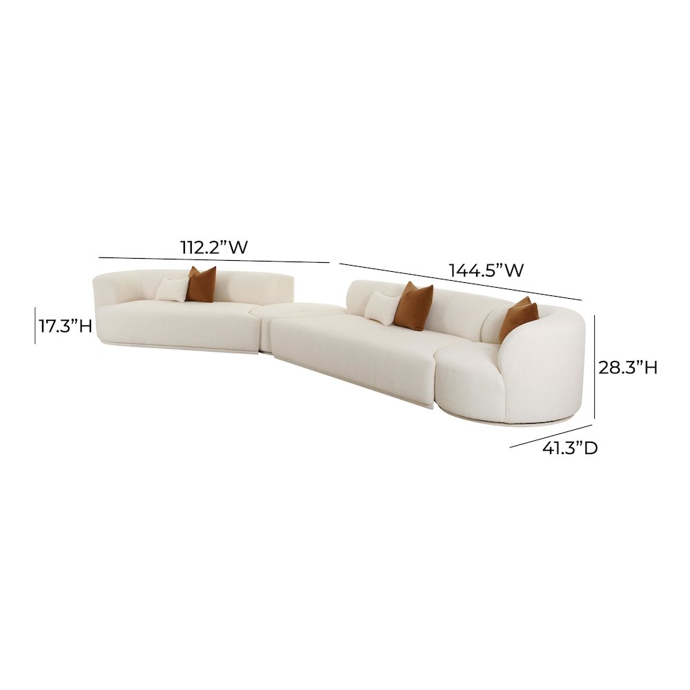 Fickle Cream Boucle 4-Piece Modular LAF Sectional. Picture 7