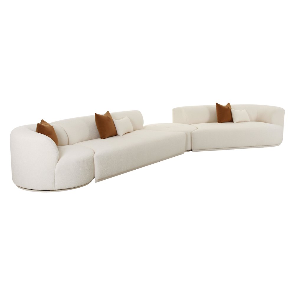 Fickle Cream Boucle 4-Piece Modular RAF Sectional. Picture 1