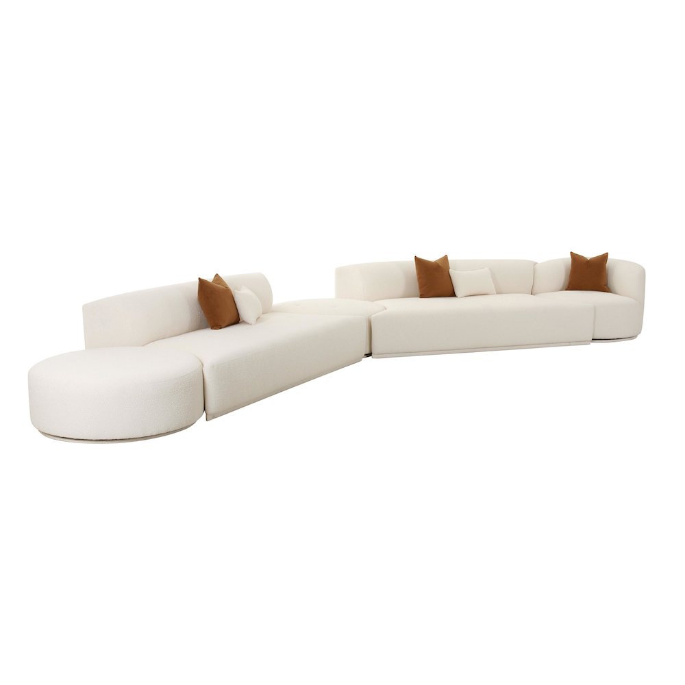Fickle Cream Boucle 5-Piece Modular Chaise Sectional. Picture 1