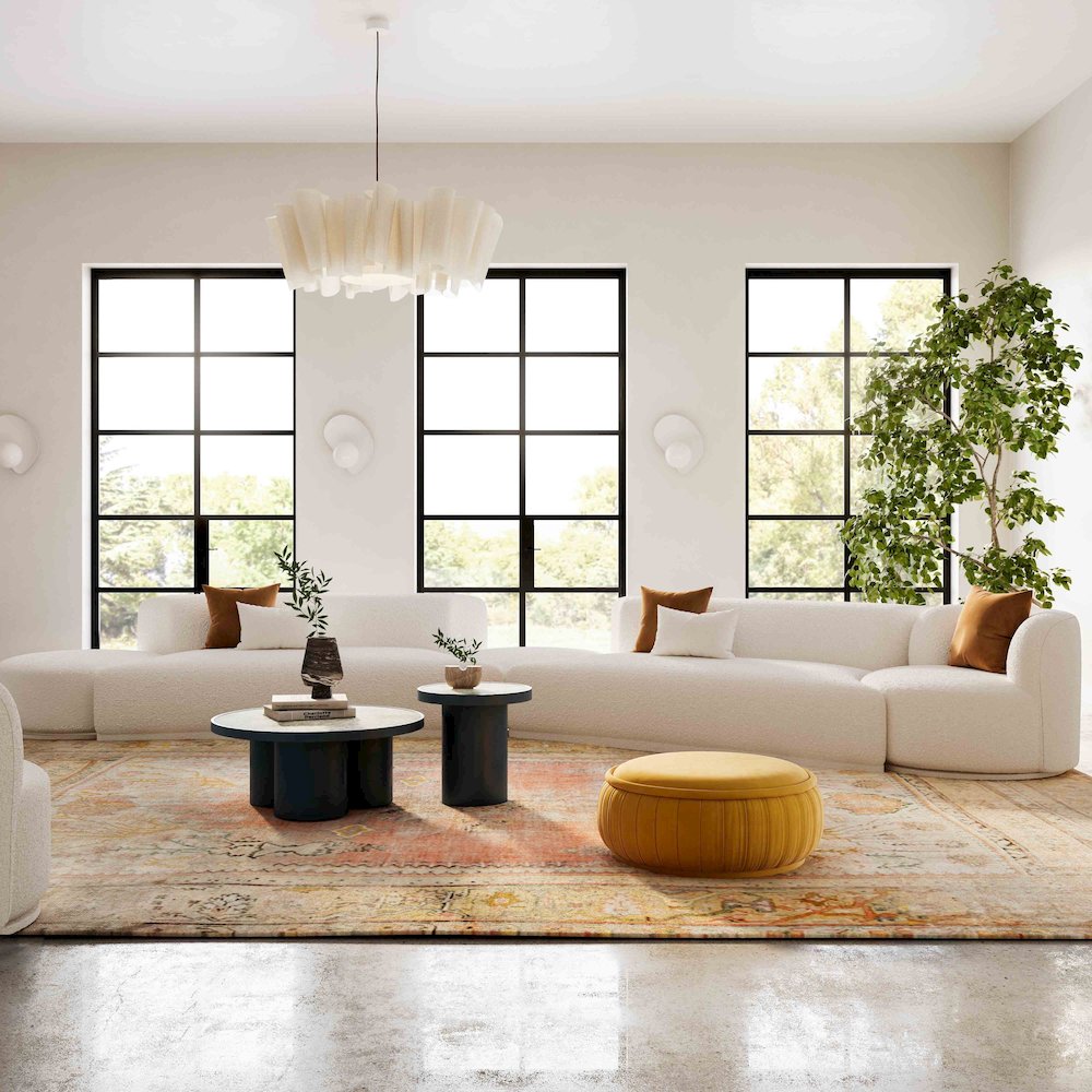 Fickle Cream Boucle 5-Piece Modular Chaise Sectional. Picture 2