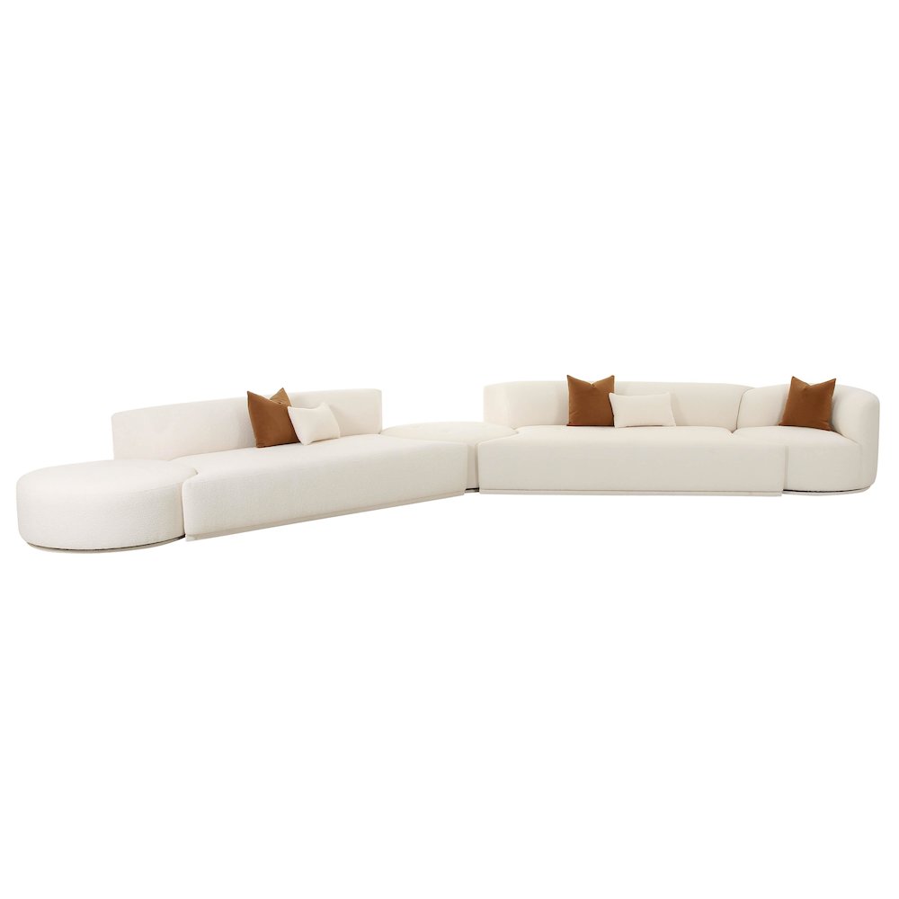 Fickle Cream Boucle 5-Piece Modular Chaise Sectional. Picture 3