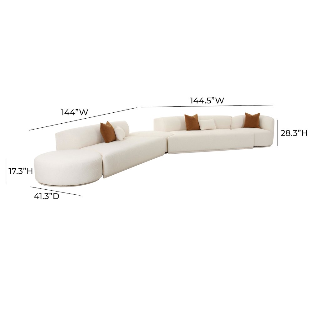 Fickle Cream Boucle 5-Piece Modular Chaise Sectional. Picture 6