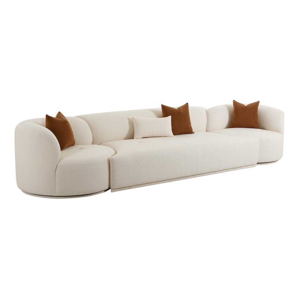 Fickle Cream Boucle 3-Piece Modular Sofa. Picture 1