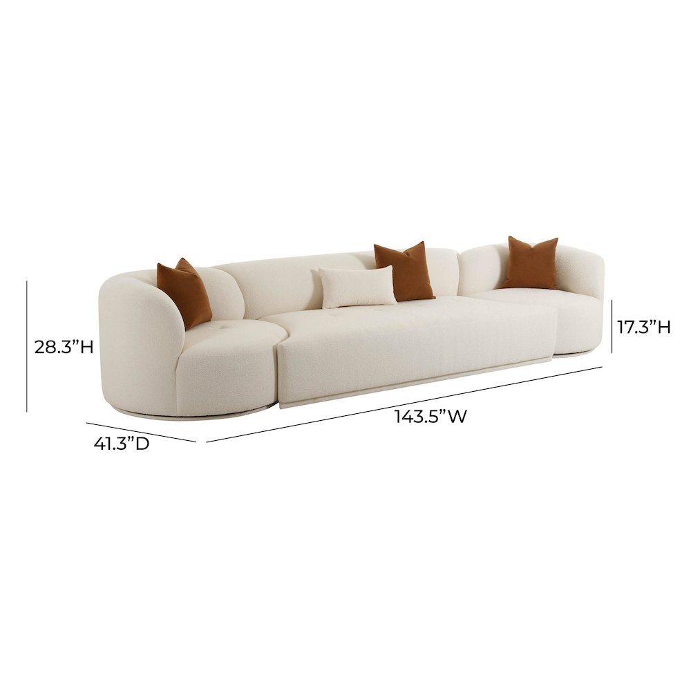 Fickle Cream Boucle 3-Piece Modular Sofa. Picture 6