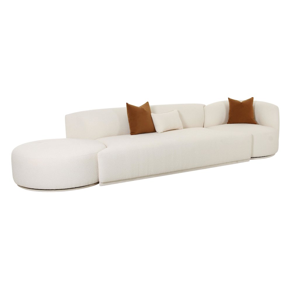 Fickle Cream Boucle 3-Piece Chaise Modular Sofa. Picture 1