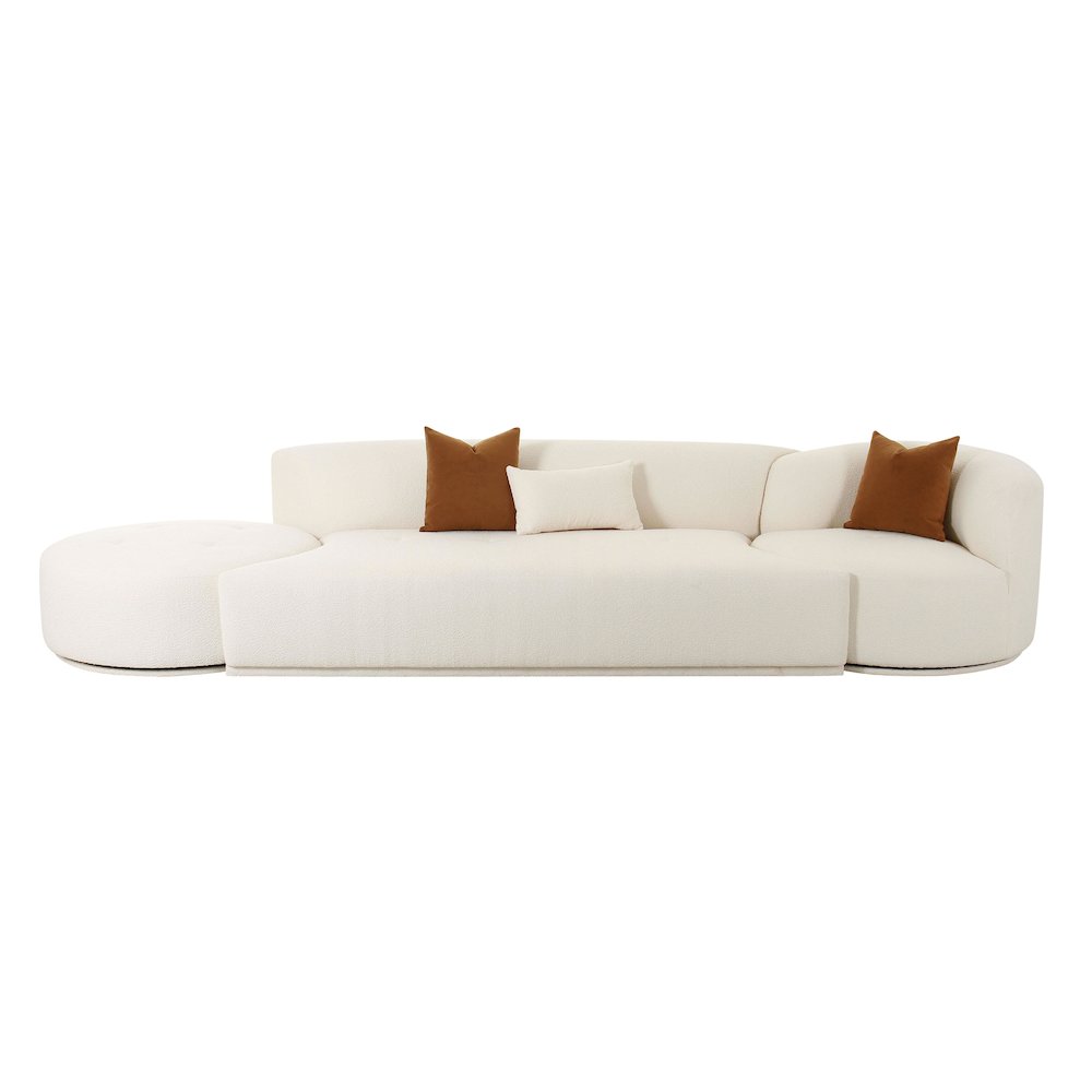 Fickle Cream Boucle 3-Piece Chaise Modular Sofa. Picture 5