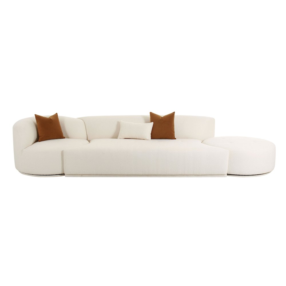 Fickle Cream Boucle 3-Piece Chaise Modular Sofa. Picture 6