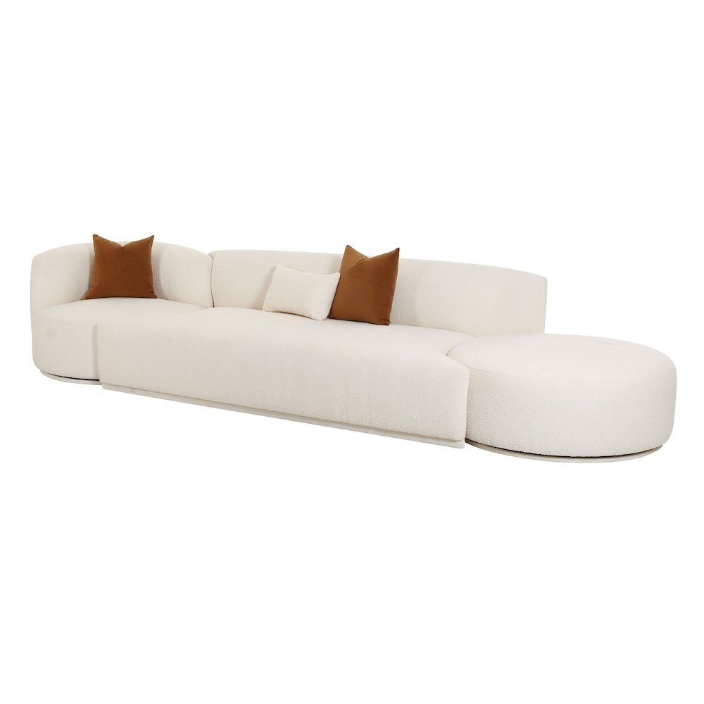 Fickle Cream Boucle 3-Piece Chaise Modular Sofa. Picture 7