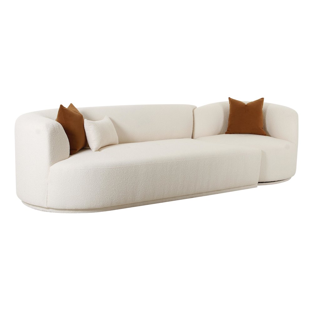 Fickle Cream Boucle 2-Piece Modular LAF Sofa. Picture 1